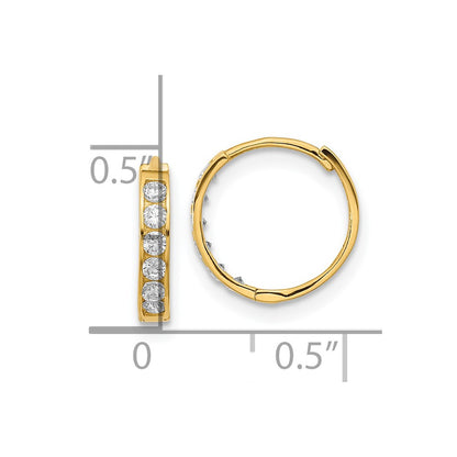 14K Yellow Gold Madi K Cz Hinged Hoop Earrings