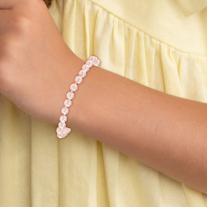 14K Yellow Gold Madi K 4.5mm 5.5mm Pink Imitation Shell Pearl 5.25 Inch Bracelet