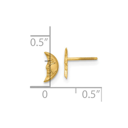 14K Yellow Gold Madi K Moon W/ Face Post Earrings