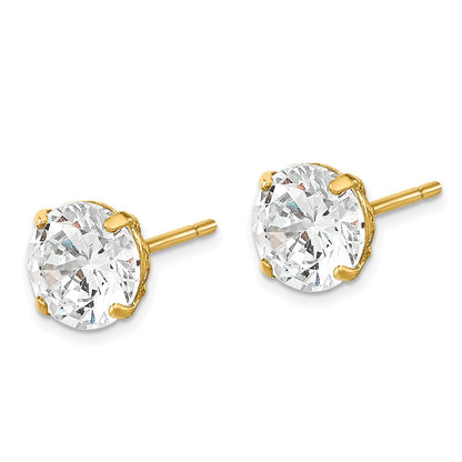 14K Yellow Gold Madi K 5mm Round Cz Basket Set Stud Earrings