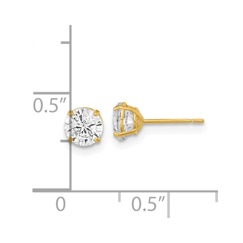 14K Yellow Gold Madi K 5mm Round Cz Basket Set Stud Earrings