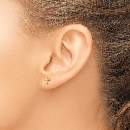 14K Yellow Gold Madi K Children'S Cross Post Earrings