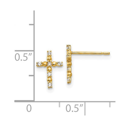 14K Yellow Gold Madi K Cz Children'S Cross Post Earrings
