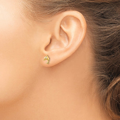 14K Yellow Gold Madi K Cz Children'S Dolphin Post Earrings