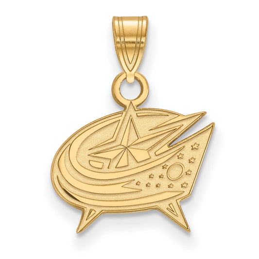 14K Yellow Gold Nhl Logoart Columbus Blue Jackets Small Pendant