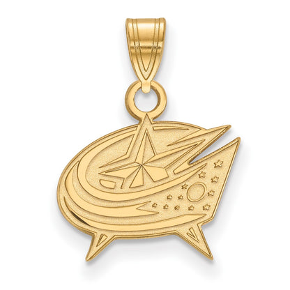 10K Yellow Gold Nhl Logoart Columbus Blue Jackets Small Pendant