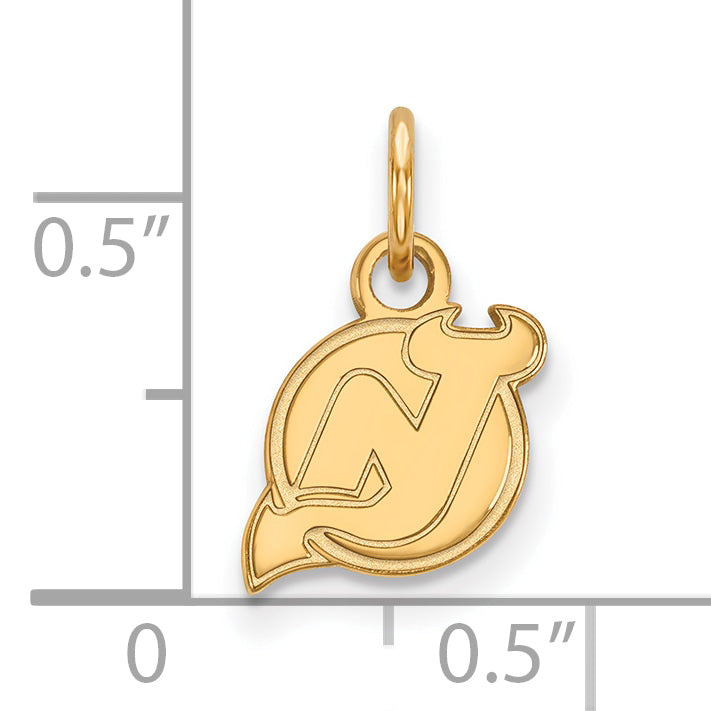 10K Yellow Gold Nhl Logoart New Jersey Devils Extra Small Pendant