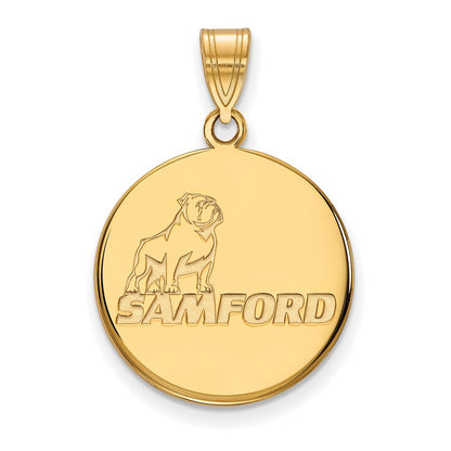 10K Yellow Gold Logoart Samford University Large Disc Pendant
