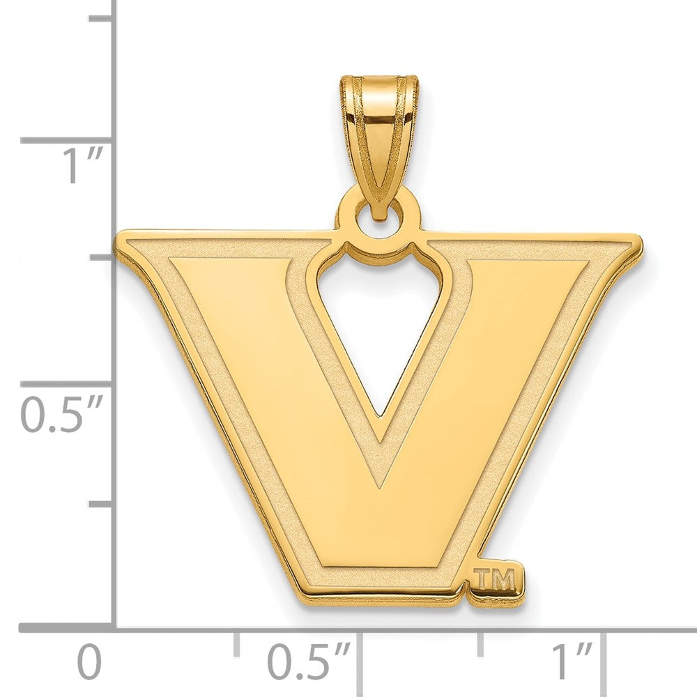 Gold Plated Sterling Silver Gp Logoart Vanderbilt University Large Pendant
