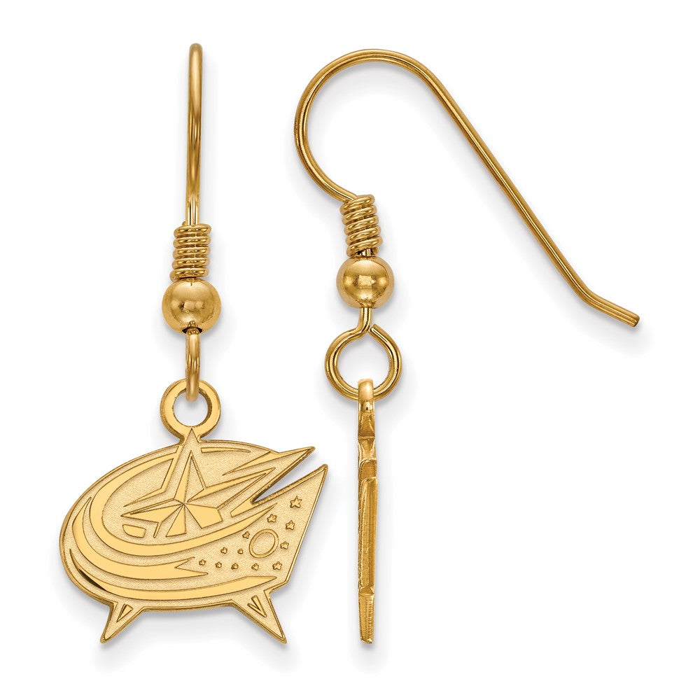 Gold Plated Sterling Silver Nhl Logoart Columbus Blue Jackets Small Dangle Earrings