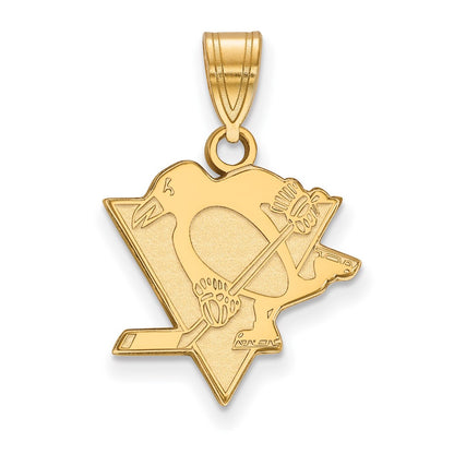 Gold Plated Sterling Silver Nhl Logoart Pittsburgh Penguins Medium Pendant