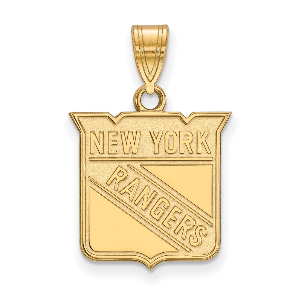 10K Yellow Gold Nhl Logoart New York Rangers Medium Pendant