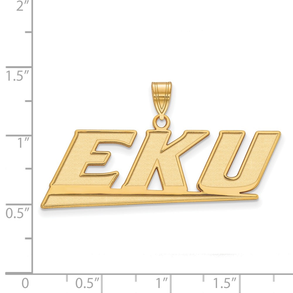 Gold Plated Sterling Silver Logoart Eastern Kentucky University E K U Large Pendant