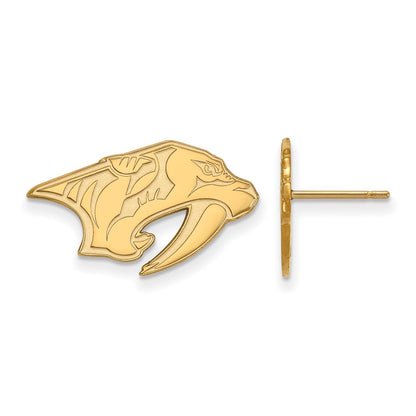 Gold Plated Sterling Silver Nhl Logoart Nashville Predators Small Post Earrings