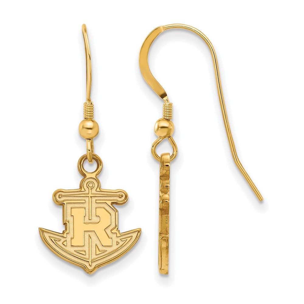 Gold Plated Sterling Silver Logoart Rollins College Anchor Small Dangle Wire Earrings