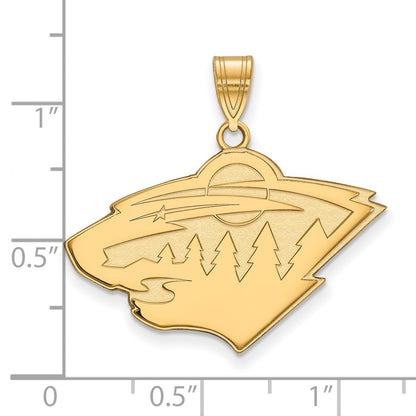 14K Yellow Gold Nhl Logoart Minnesota Wild Large Pendant