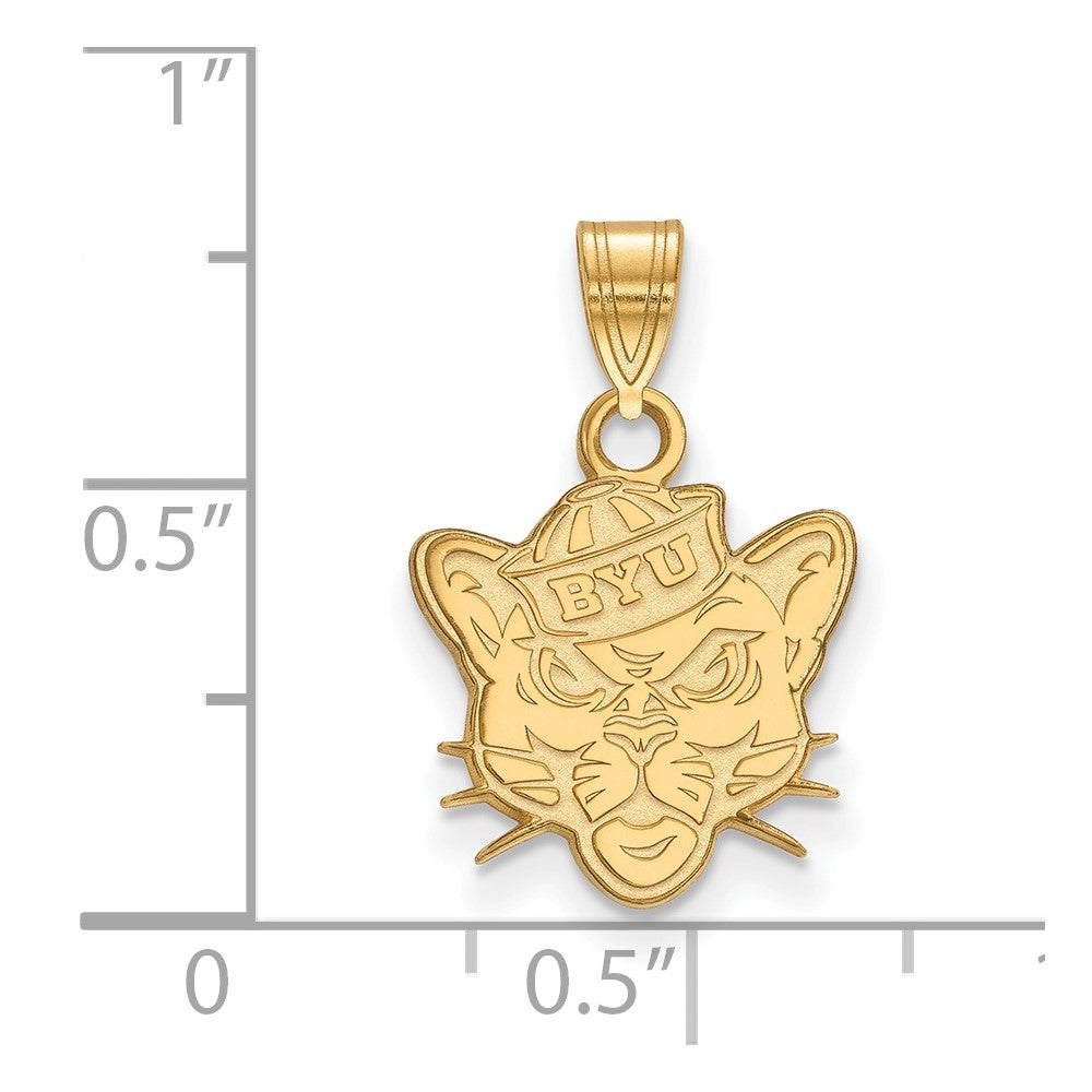 Gold Plated Sterling Silver Logoart Brigham Young University Cougar Small Pendant