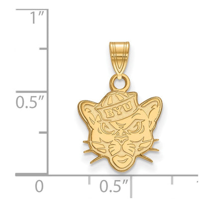 Gold Plated Sterling Silver Logoart Brigham Young University Cougar Small Pendant