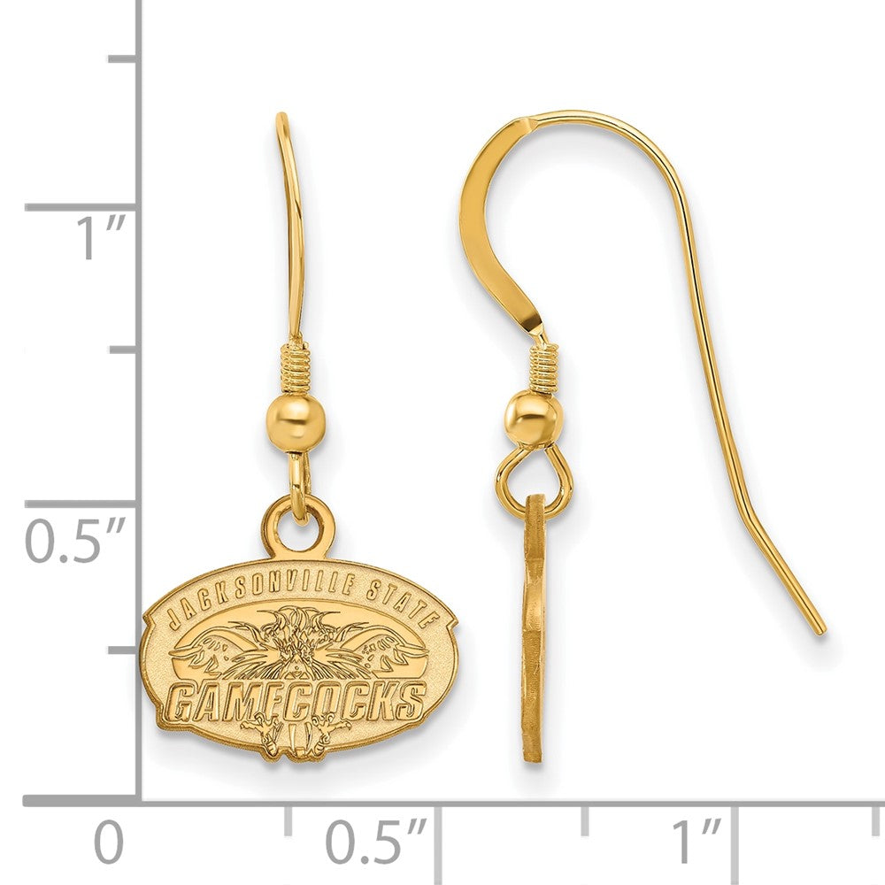 Gold Plated Sterling Silver Logoart Jacksonville State University Extra Small Dangle Wire Earrings