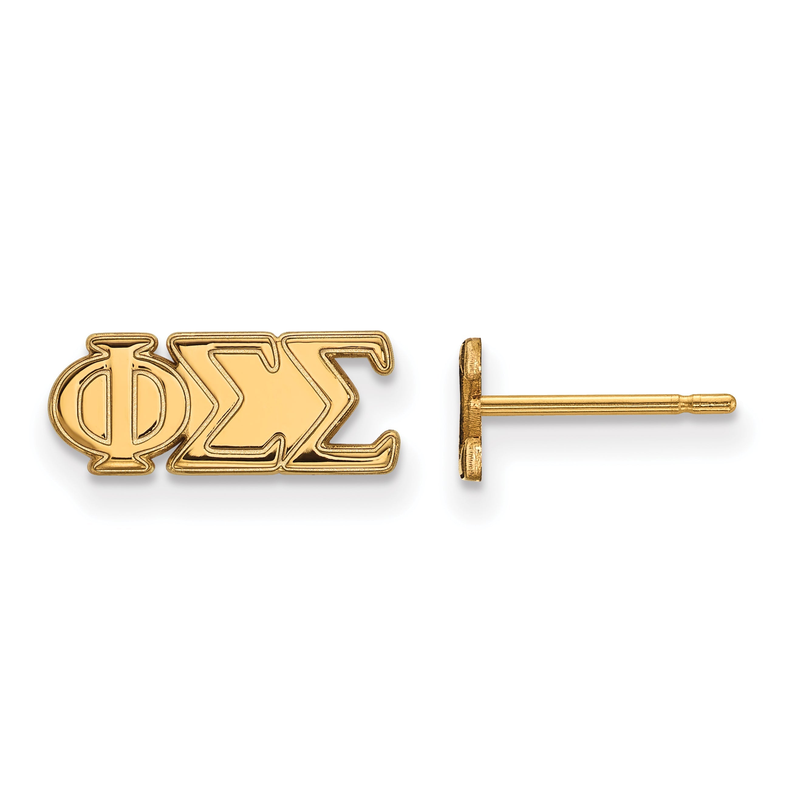 Gold Plated Sterling Silver Logoart Phi Sigma Sorority Greek Letters Extra Small Post Earrings