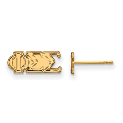 Gold Plated Sterling Silver Logoart Phi Sigma Sorority Greek Letters Extra Small Post Earrings