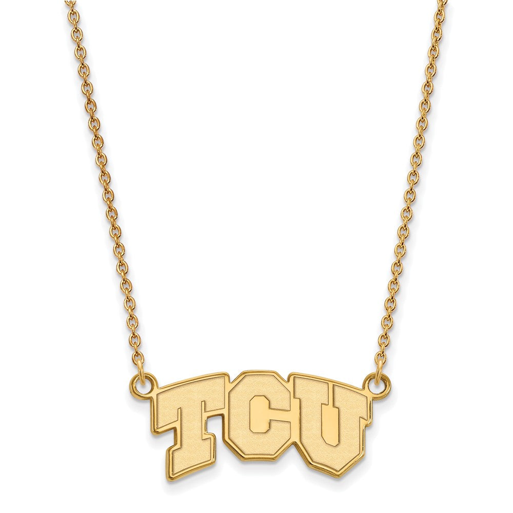 14K Yellow Gold Logoart Texas Christian University T C U Small Pendant 18 Inch Necklace