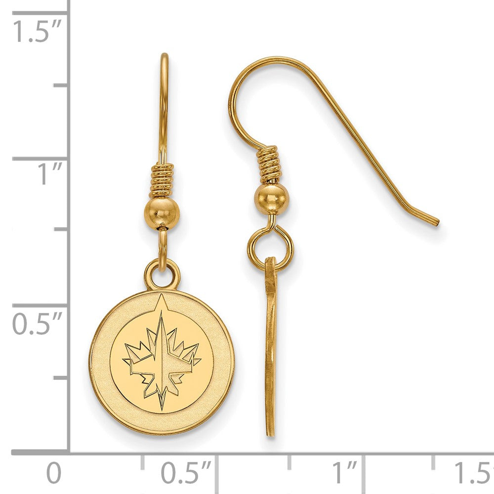 Gold Plated Sterling Silver Nhl Logoart Winnipeg Jets Small Dangle Earrings