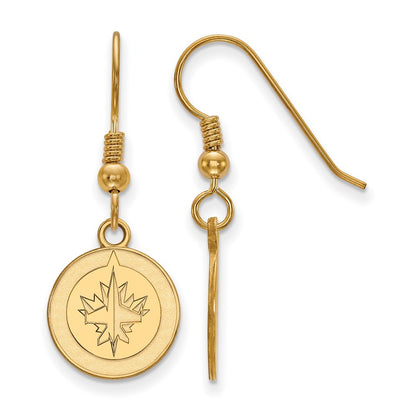 Gold Plated Sterling Silver Nhl Logoart Winnipeg Jets Small Dangle Earrings
