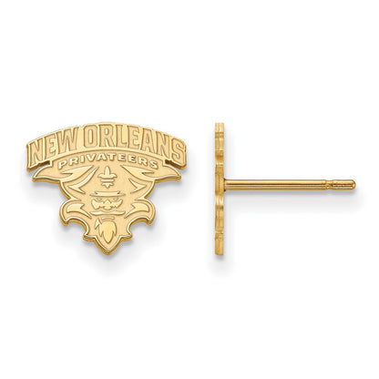 10K Yellow Gold Logoart University Of New Orleans U N O Small Post Earrings
