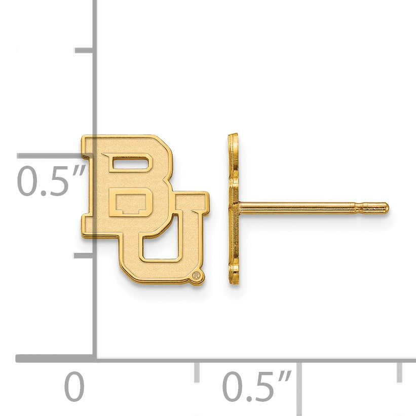 10K Yellow Gold Logoart Baylor University Bears Extra Small Post Earrings