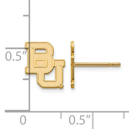 10K Yellow Gold Logoart Baylor University Bears Extra Small Post Earrings