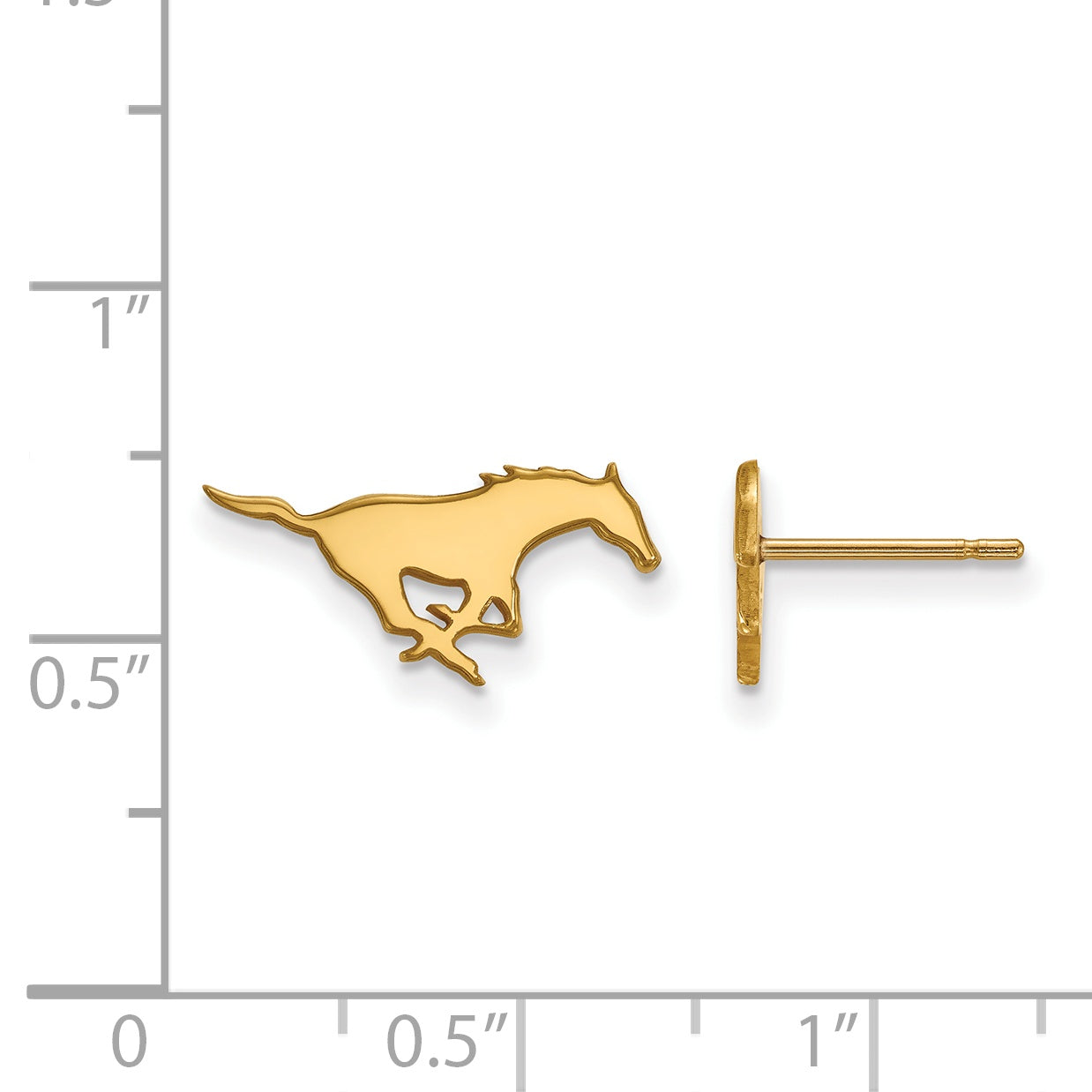 Gold Plated Sterling Silver Logoart Southern Methodist University Mustang Extra Small Post Earrings