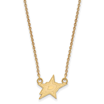Gold Plated Sterling Silver Nhl Logoart Dallas Stars Small Pendant 18 Inch Necklace