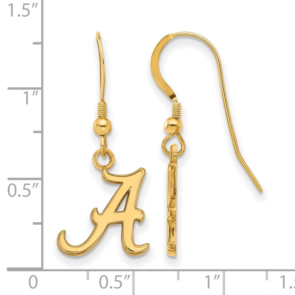 Gold Plated Sterling Silver Logoart University Of Alabama Letter A Small Dangle Wire Earrings