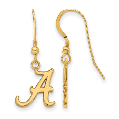 Gold Plated Sterling Silver Logoart University Of Alabama Letter A Small Dangle Wire Earrings