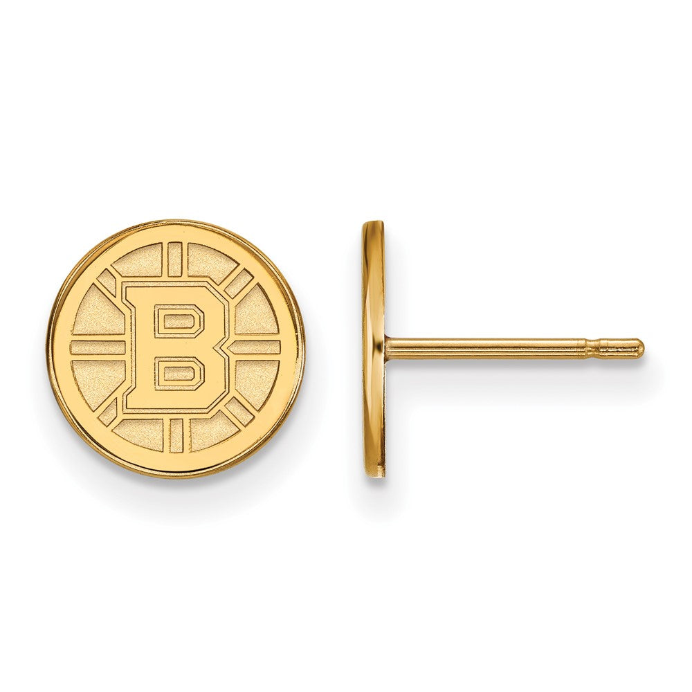 Gold Plated Sterling Silver Nhl Logoart Boston Bruins Extra Small Post Earrings