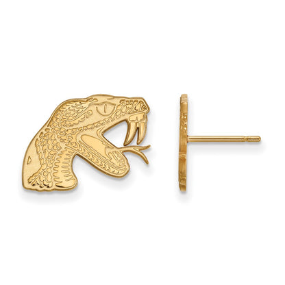 10K Yellow Gold Logoart Florida A And M University Rattler Small Post Earrings