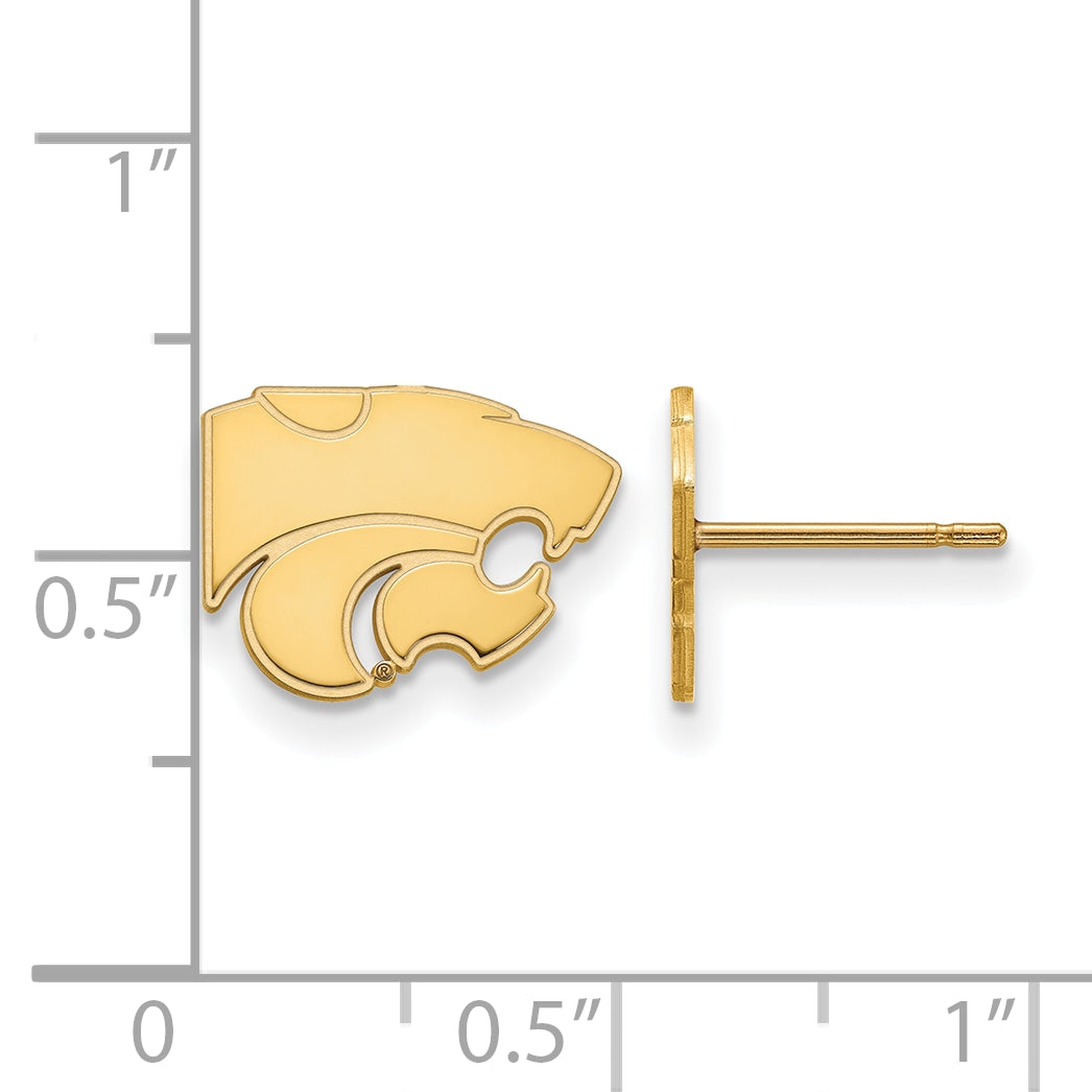 14K Yellow Gold Logoart Kansas State University Wildcat Extra Small Post Earrings