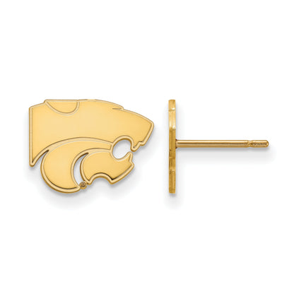 14K Yellow Gold Logoart Kansas State University Wildcat Extra Small Post Earrings