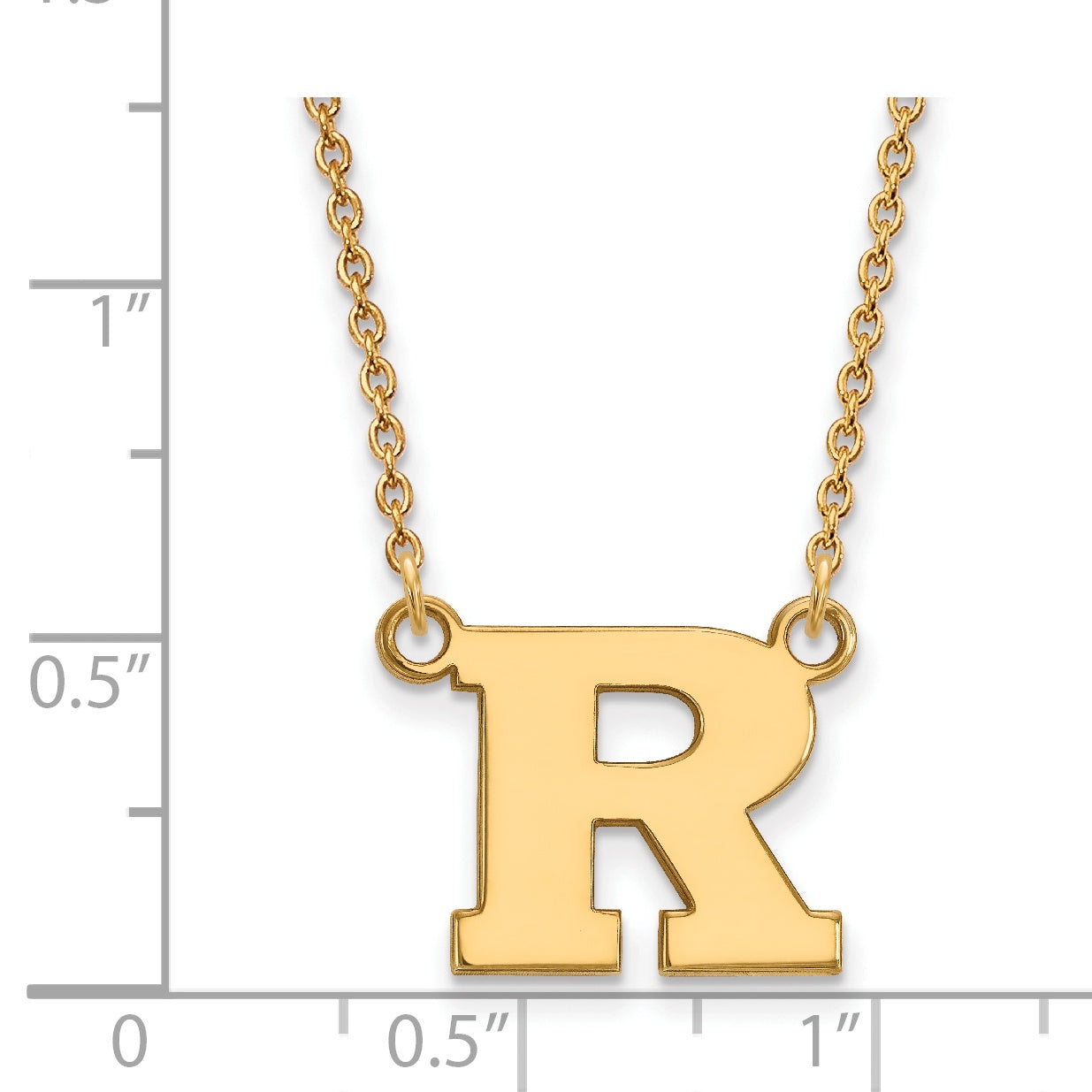 Gold Plated Sterling Silver Logoart Rutgers University Letter R Small Pendant 18 Inch Necklace