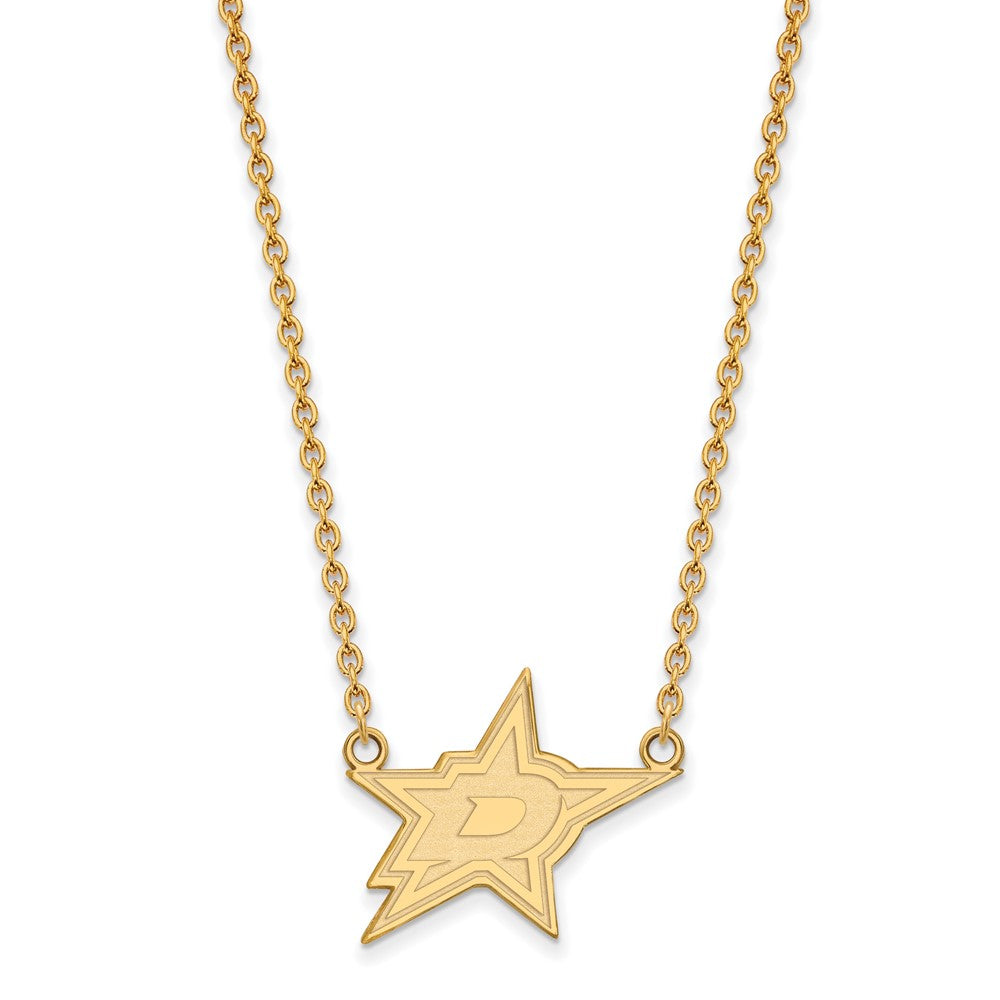 14K Yellow Gold Nhl Logoart Dallas Stars Large Pendant 18 Inch Necklace
