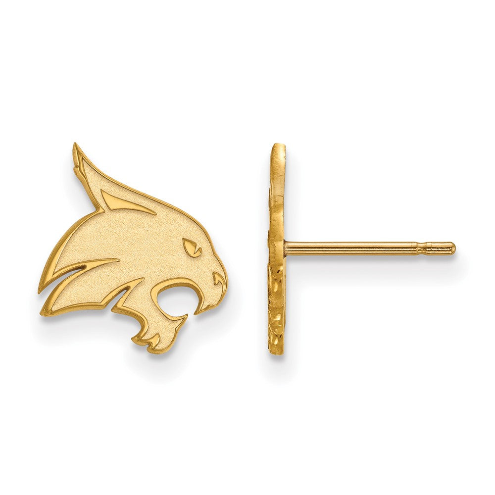 Gold Plated Sterling Silver Logoart Texas State University Bobcat Small Post Earrings