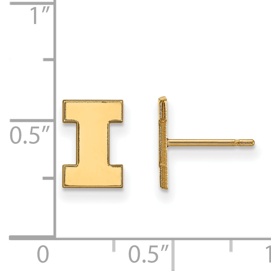 10K Yellow Gold Logoart University Of Illinois Letter I Extra Small Post Earrings