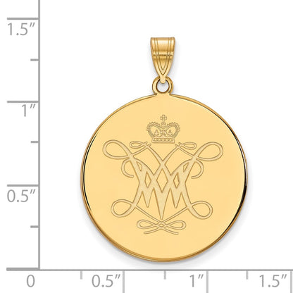 14K Yellow Gold Logoart College Of William And Mary Extra Large Disc Pendant