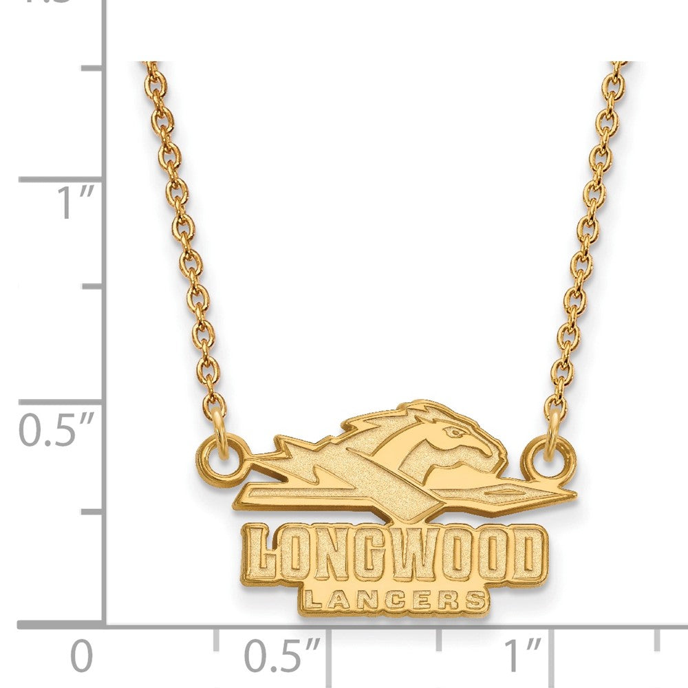 Gold Plated Sterling Silver Logoart Longwood University Lancers Small Pendant 18 Inch Necklace