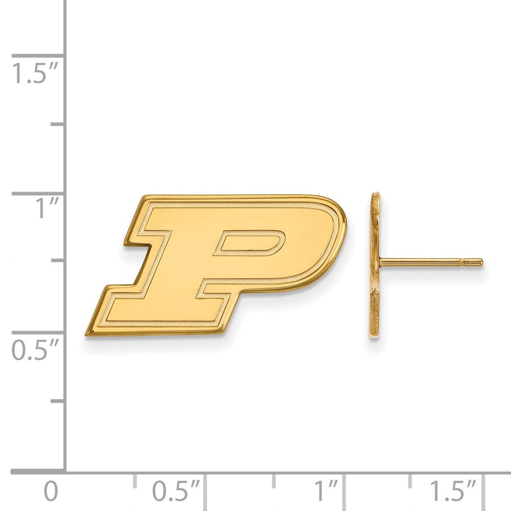 Gold Plated Sterling Silver Logoart Purdue University Letter P Small Post Earrings