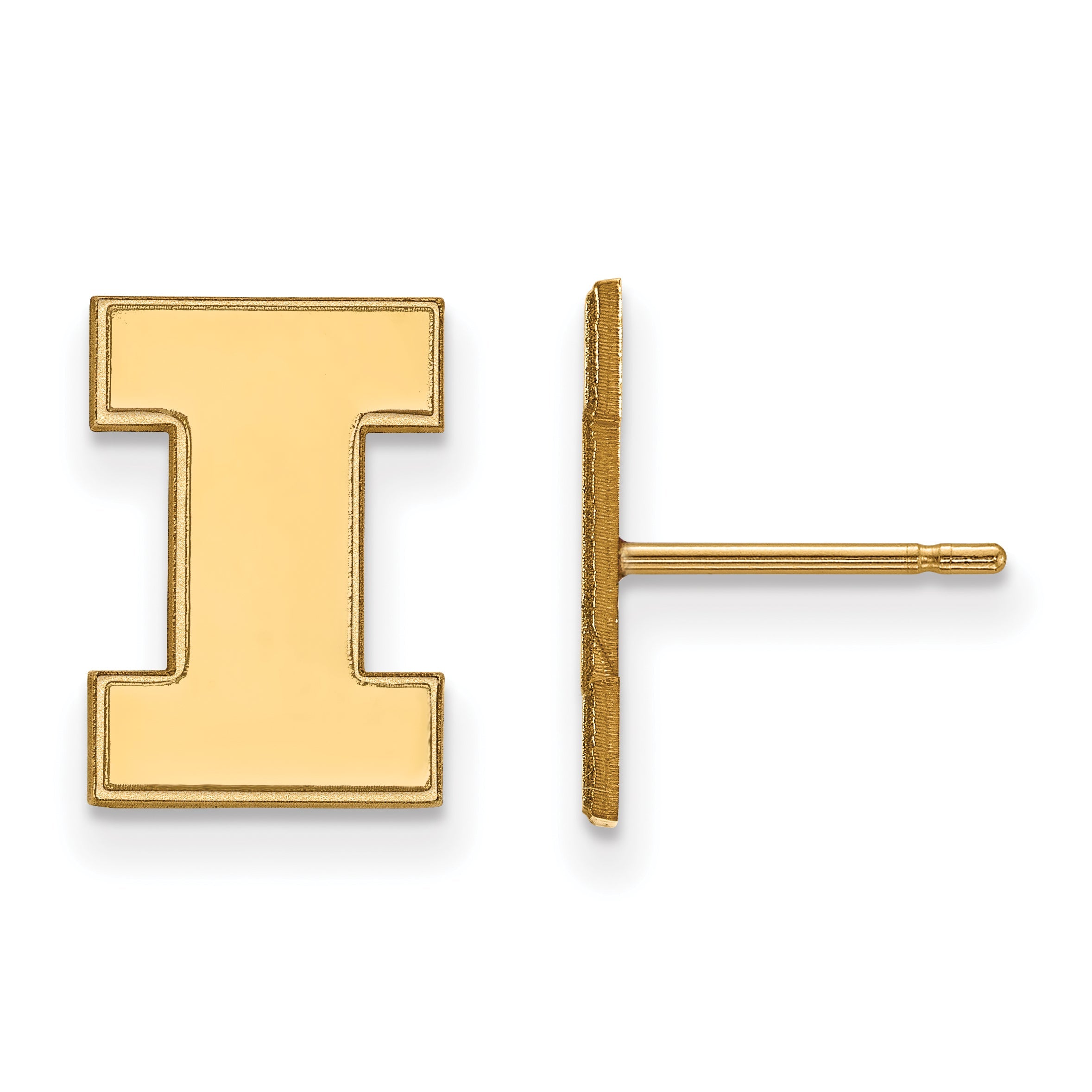 10K Yellow Gold Logoart University Of Illinois Letter I Small Post Earrings