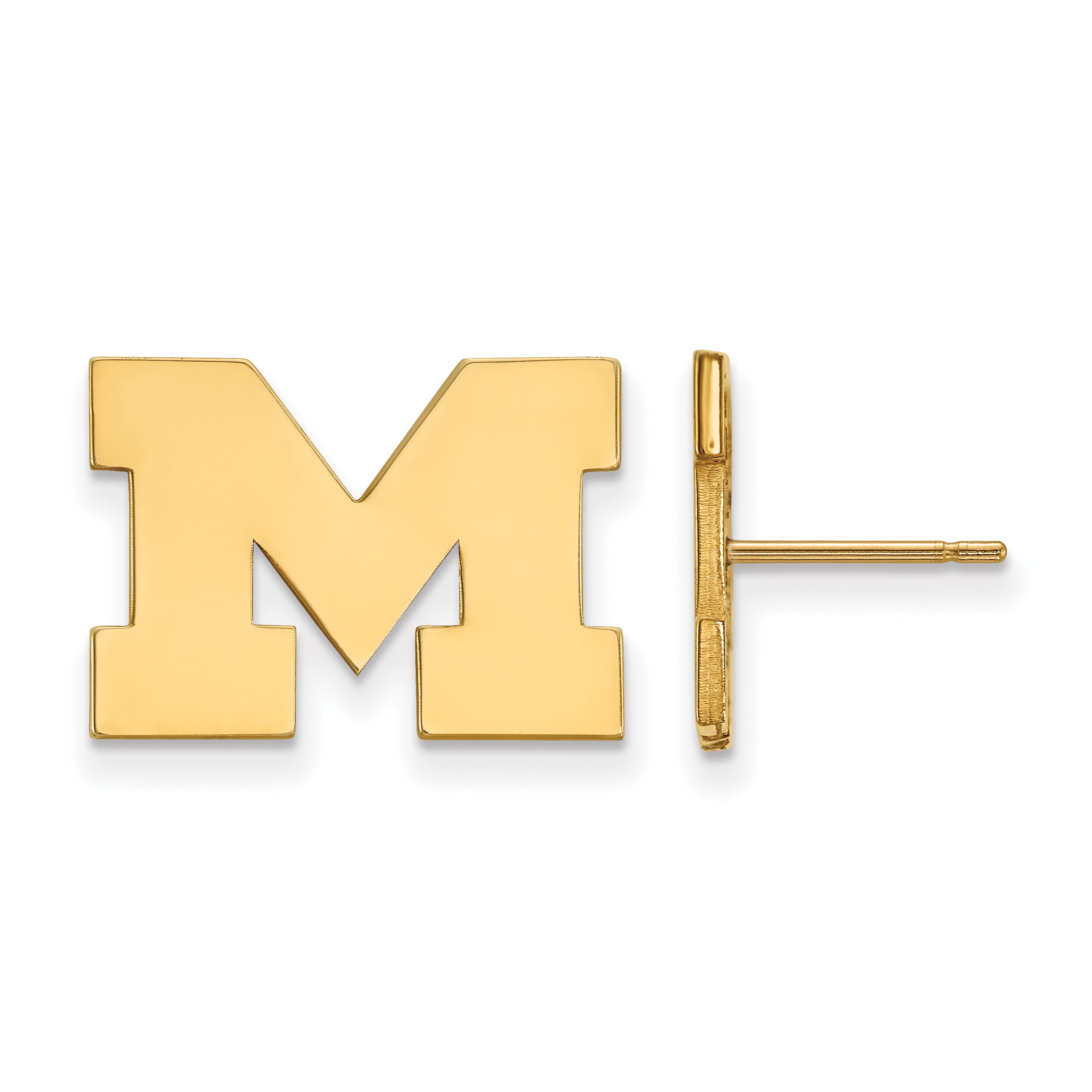 10K Yellow Gold Logoart University Of Michigan Letter M Small Post Earrings
