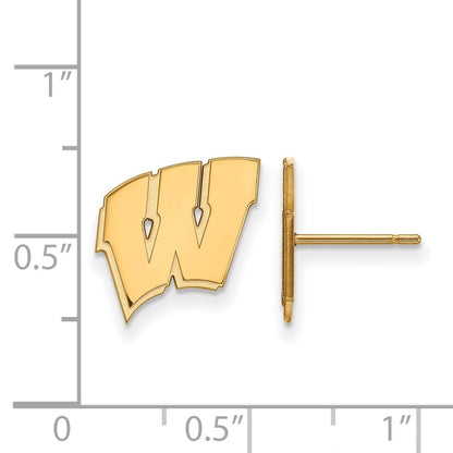 10K Yellow Gold Logoart University Of Wisconsin Letter W Small Post Earrings