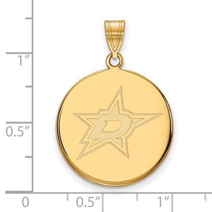 10K Yellow Gold Nhl Logoart Dallas Stars Large Disc Pendant